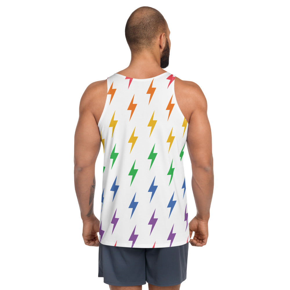 Rainbow Lightning Allover Print Tank Top by Unicorn Muscle - Unicorn Muscle