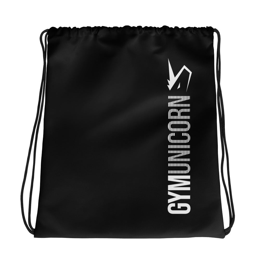 Gym Unicorn Black Drawstring Bag by Unicorn Muscle - Unicorn Muscle