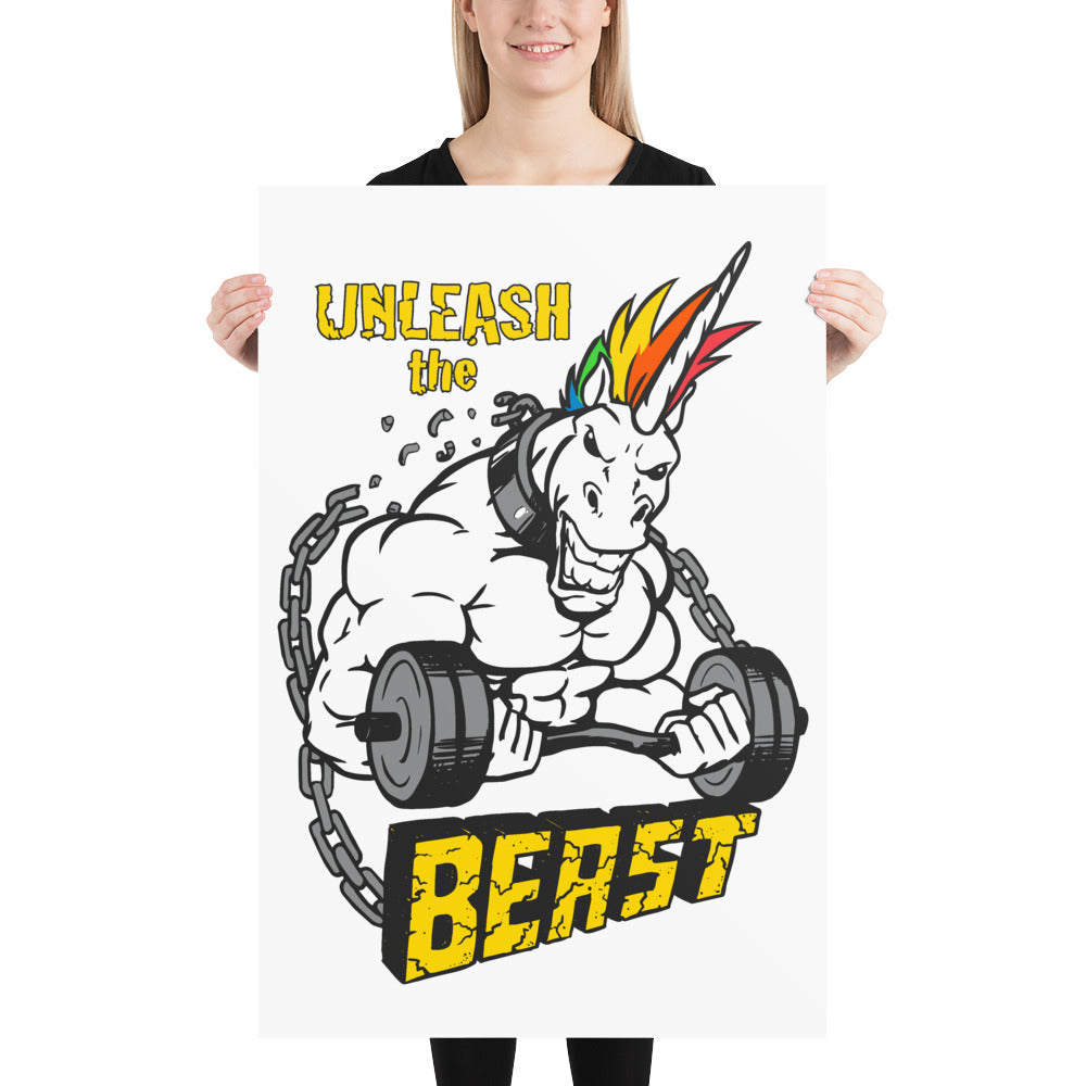Unleash the Beast Gym Poster by Unicorn Muscle - Unicorn Muscle