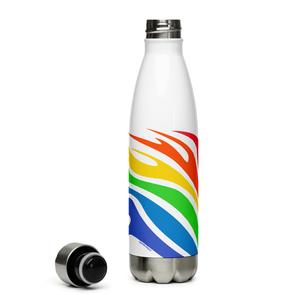 Rainbow Flames Pride Stainless Steel Water Bottle by Unicorn Muscle - Unicorn Muscle