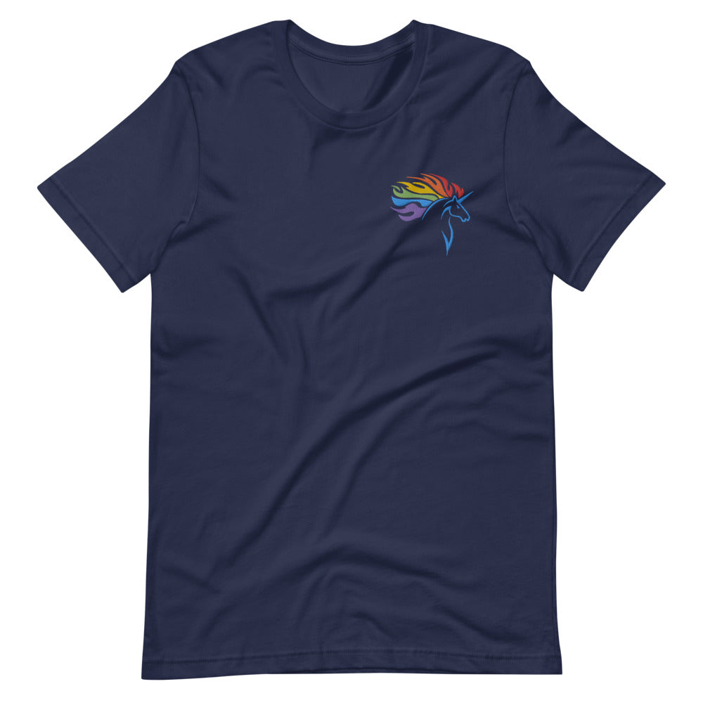 Rainbow Flames Embroidered Tee by Unicorn Muscle - Unicorn Muscle